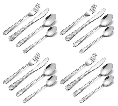 Kinderbesteckset 16-tlg. Edelstahl Hammerschlaggriff ab 3 J.