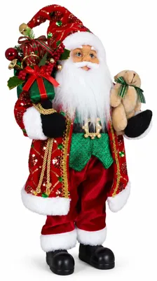 Imagen del producto de Benza – Papá Noel Gunnar – Adorno navideño de pie con osito de peluche – 60 × 35 × 20 cm – Rojo/Verde, Imagen generada por IA