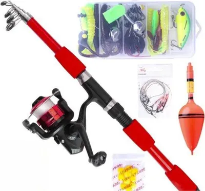 Image de Set de pêche - Rouge - 77 pièces - avec cannes à pêche - hameçons - cannes à pêche - manche de canne à pêche - cannes à pêche pour enfants