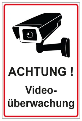 Achtung Videoüberwachung Schild Alu Dibond 200x300 mm