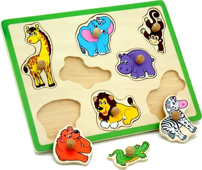 Obrázek produktu pro Dětské dřevěné puzzle s úchyty Viga ZOO