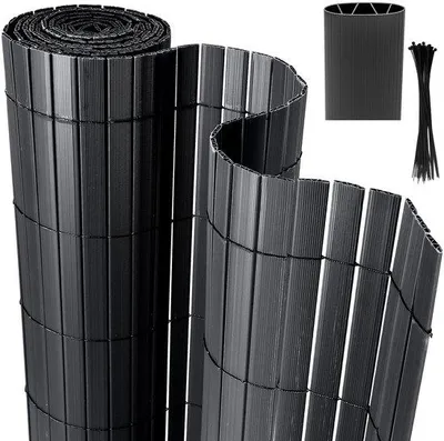 Produktbild von 3m PVC-Gartenzaun – W-Form Gartenabsperrung & Balkonzaun – Wind- und Wetterbeständig, UV-beständig – für Garten & Terrasse – Anthrazit