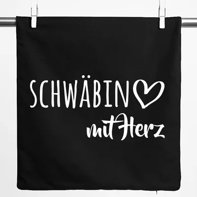Produktbild von Huuraa Kissenbezug Schwäbin mit Herz 40x40cm Black Baumwolle Dekokissenbezug Geschenkidee