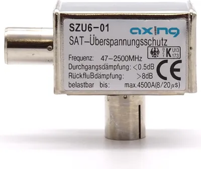 Obrázek produktu pro Přepěťová ochrana pro kabelové sítě Průchozí útlum < 0,5 dB 1x IEC zástrčka 1x IEC zásuvka