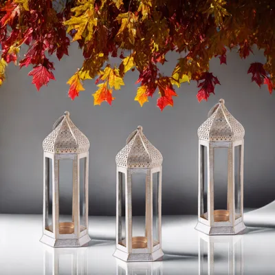 Produktbild von 3er Set MARRAKESCH Orientalische Laterne Raki 23cm Windlichter Laternen für draußen als Balkon deko oder innen als Fensterbank Dekoration
