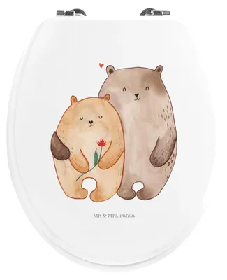 Produktbild von Mr. & Mrs. Panda Klo-Deckel Bären Liebe - Weiß - Geschenk, Freund, WC-Sitz, Kuscheln, Freundin, klo deckel, Hochzeitstag, Verknallt, Hocheitstag, WC Sitz, Bärchen, Brille