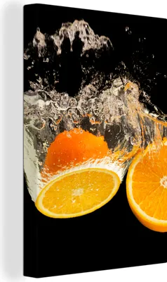 Produktbild von OneMillionCanvasses® - Leinwandbilder - 90x140 cm, Orange - Stillleben - Wasser - Schwarz - Obst, Wandbilder Kunstdruck Wanddekoration - Foto auf Leinwand - Gemälde auf Holzrahmen  - Wandschmucke - Schlafzimmer
