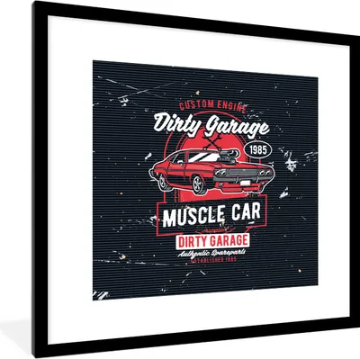 Produktbild von MuchoWow® MuchoWow® Gerahmtes Poster Mancave - Auto - Retro - Rot 40x40 cm - Poster mit zchwarzem Bilderrahmen - Poster - Plakat im Rahmen