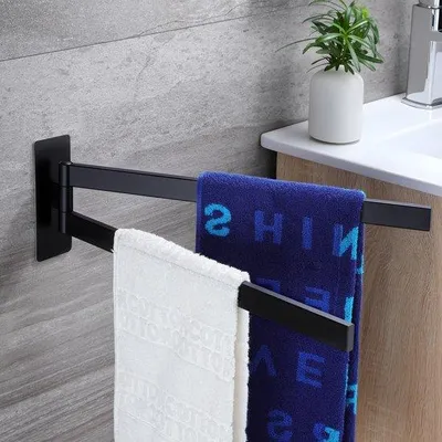 Produktbild von Unyqoos® Drehhandtuchhalter ohne Bohren mit Doppelstangen für Badezimmer und Küche