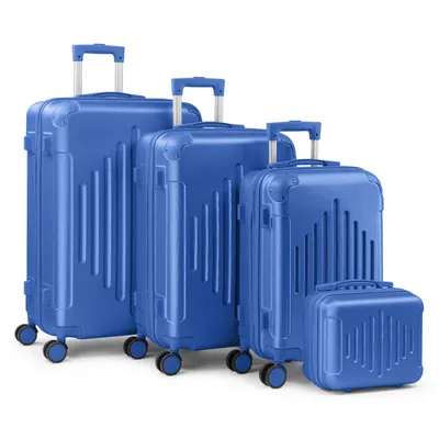 Produktbild von FCH Hartschalenkoffer ReisekofferSet TrolleySet KofferSet  4 Stk. Koffer  ABS  Trolleys mit Längsstreifen Dunkelblau