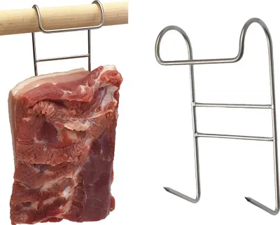 Produktbild von Speck-Räucherhaken 13cm x 10 - Räucherhaken aus Edelstahl, Fleischhaken, Raucherhaken für Speck