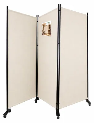 Produktbild von VOUNOT® Paravent Raumteiler 3 Teilig auf Rollen Freistehend 262 x 30 x 173 cm Beige