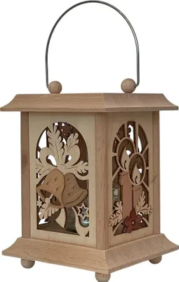 Produktbild von Kuhnert Kerzenhalter Tischlaterne Holzlaterne Weihnachten 12/12/17 cm - Echt Erzgeb.