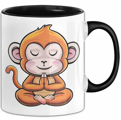 Produktbild von Lustiger Affe Tasse Geschenkidee In Yoga Pose Für Yoga Lehrer (Schwarz)