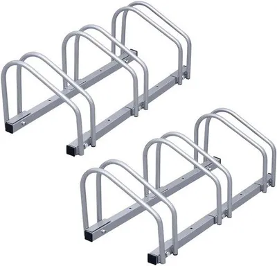 Produktbild von Fahrradständer Metall - Platzsparende Aufhängung für drei Fahrräder - 70x32x26 cm - Silber