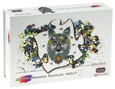 Productafbeelding van Puzzel 180, houten, kleurrijk, wolf - EUREKA 3D