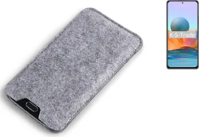 Produktbild von K-S-Trade Filz Handyhülle kompatibel mit Xiaomi Redmi Note 10 Pro Max Schutzhülle Filztasche Filz Tasche Case Sleeve Handy Hülle Filzhülle grau