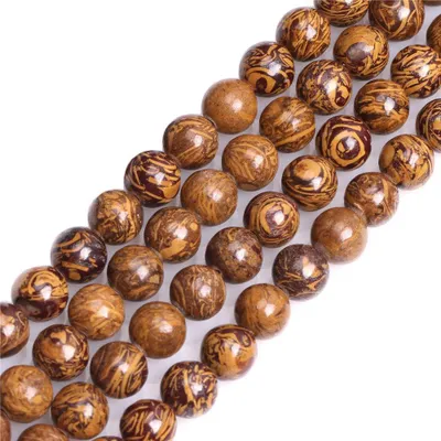 Runde Jaspis-Steine 6mm gelb, 15" für Schmuck
