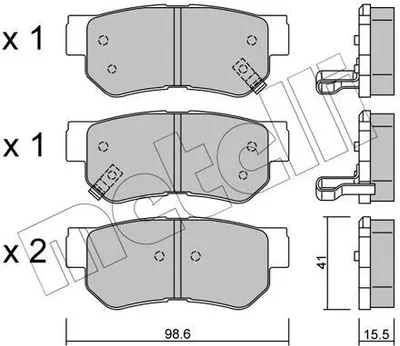 Produktbild von METELLI Bremsbeläge Satz Hinten Bremsklötze für HYUNDAI GETZ (TB) 22-0365-0