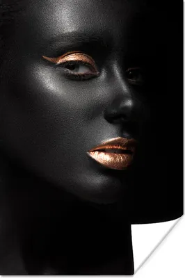 Produktbild von MuchoWow® Poster Schwarz - Gold - Frau 80x120 cm - Papierdruck