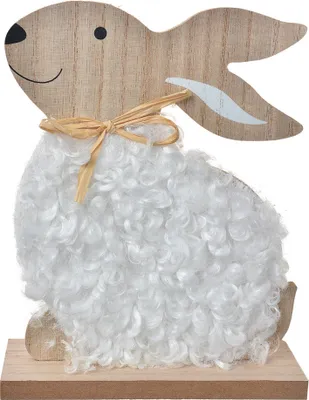 Immagine prodotto di Clayre & Eef figura decorativa coniglio 14x5x17 cm legno bianco marrone