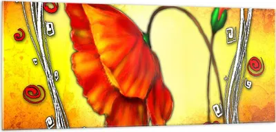Produktbild von Bilder auf glas - Blume linien markierungen - 100x40cm - Glasbilder - Wandbilder - Kunstdruck - zum Aufhängen bereit - Wanddekoration aus Glas - Glas Bilder - Wandbild auf Glas - GAB100x40-0815