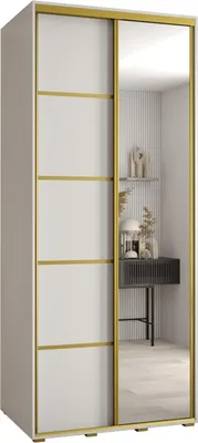Produktbild von MEBLE KRYSPOL Davos 5 Schrank, zwei Türen - 235,2x100x60 cm - Weiß Weiß Gold