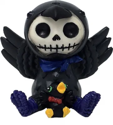 Produktbild von Kleine Leopold Furrybones Figur - Schwarzer Rabe als niedliche Skelett Figur