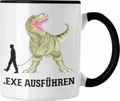Produktbild von Trendation - Admin Tasse Geschenk Programmierer Informatiker .Exe Ausführen Dinosaurier Softwareentwickler IT Techniker (Schwarz)