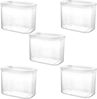Immagine prodotto di Set di contenitori in plastica, 5 pezzi, ermetici, 1000 ml, bianchi, rettangolari