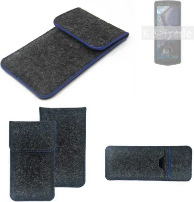 Produktbild von K-S-Trade Handy-Hülle Schutz-Hülle kompatibel mit Cubot Pocket 3 Filztasche Pouch Tasche Case Sleeve Filzhülle dunkelgrau, blauer Rand
