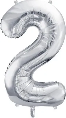 Obrázok produktu pre Fóliový balón s číslom "2", 72 cm, strieborný
