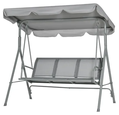 Produktbild von Outsunny Hollywoodschaukel 3-Sitzer Schaukelbank Gartenschaukel mit Dach Grau