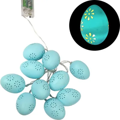 Zdjęcie produktu dla Jajka Girlanda Świetlna Lampki Led Wielkanoc Niebieskie
