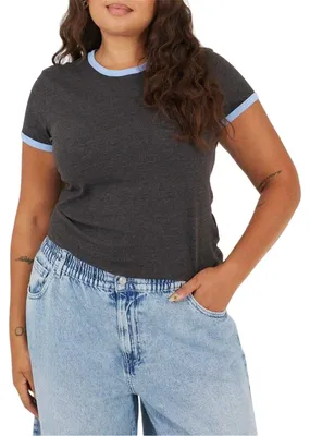 Produktbild von Brave Soul - T-Shirt für Damen, Rundhalsausschnitt, Plus GT18206 (44 DE) (Holzkohle/Kornblumenblau)