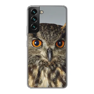 Produktbild von MuchoWow® Handyhülle Schutzhülle Hülle für Samsung Galaxy S22 Braune Eule mit hellblauem Hintergrund Silikon Softcase Handy Hülle - Mobiltelefonhülle