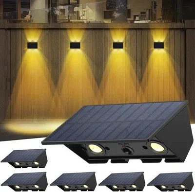 Immagine prodotto di Lampada da parete solare per esterni, impermeabile, 6 LED, luce bianca calda