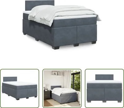 Produktbild von The Living Store Boxspringbett mit Matratze Dunkelgrau 120x200 cm Samt