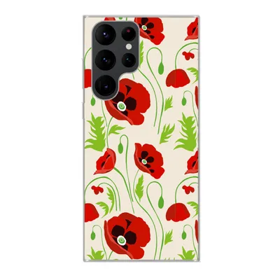Produktbild von MuchoWow® Handyhülle Schutzhülle Hülle für Samsung Galaxy S22 Ultra Blumen - Mohn - Muster Silikon Softcase Handy Hülle - Abbildung
