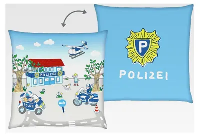 Produktbild von Dekokissen mit Polizeimotiv, 40 x 40 cm, Polyester