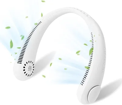 Produktbild von USB-Ventilator, tragbarer, blattloser Nackenventilator, 3-stufig verstellbarer Taschenventilator, leiser Mini-USB-Ventilator für Sport, Reisen, Camping, Büro (Weiß)