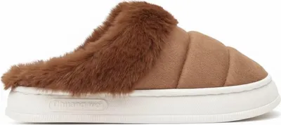 Produktbild von Damen Isoliert Hausschuhe Gefüttert Slippers Slip On Schlappen Ambra Braun Gr.36/37