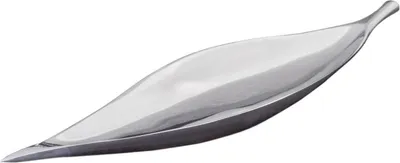 Produktbild von Dekoschale Handarbeit Blatt Design in Silber 40 cm länglich klein aus Metall Obstschale Deko Schale für Schlüssel Schmuck