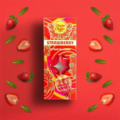 Produktbild von 3er Set Chupa Chups Teelichter Strawberry Duftkerzen Tischdekoration