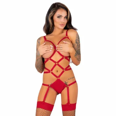 Zdjęcie produktu dla Livco Corsetti Fashion - Thiara Lc 20213 Komplet Cialo + Ponczochy Czerwony S/M