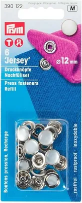 Zdjęcie produktu dla Guziki dżersejowe, 12 mm, 6 sztuk, nasadka perłowa