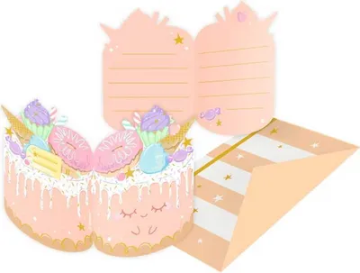 Produktbild von Amscan Einladungskarten - Crazy Cake 8 Stück