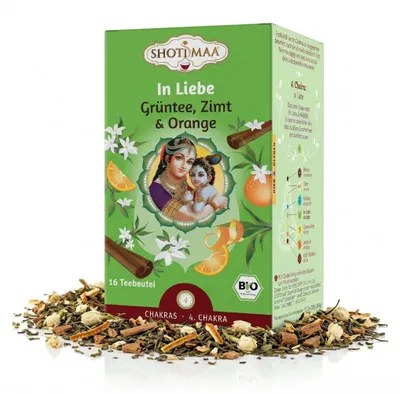Produktbild von Shoti Maa Ayurveda-Tee - In Liebe - Grüntee, Zimt & Orange, 28.8g