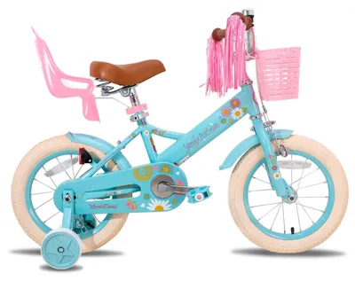 Kinderfiets 12 Zoll, Mädchen, Blau, mit Korb und Stützrädern