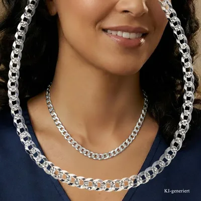 Produktbild von Panzer Kette Collier 5,5 mm breit echt Silber 925 45 cm